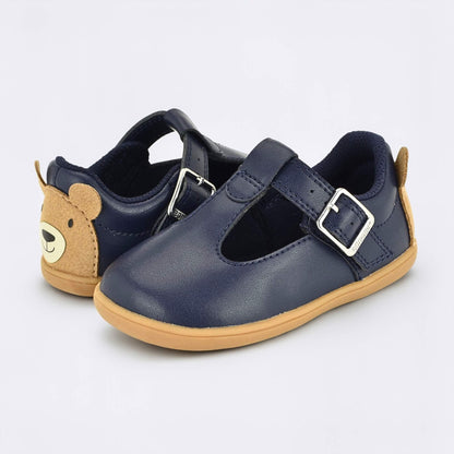 Goodall Navy barefoot toddler shoe - pair facing