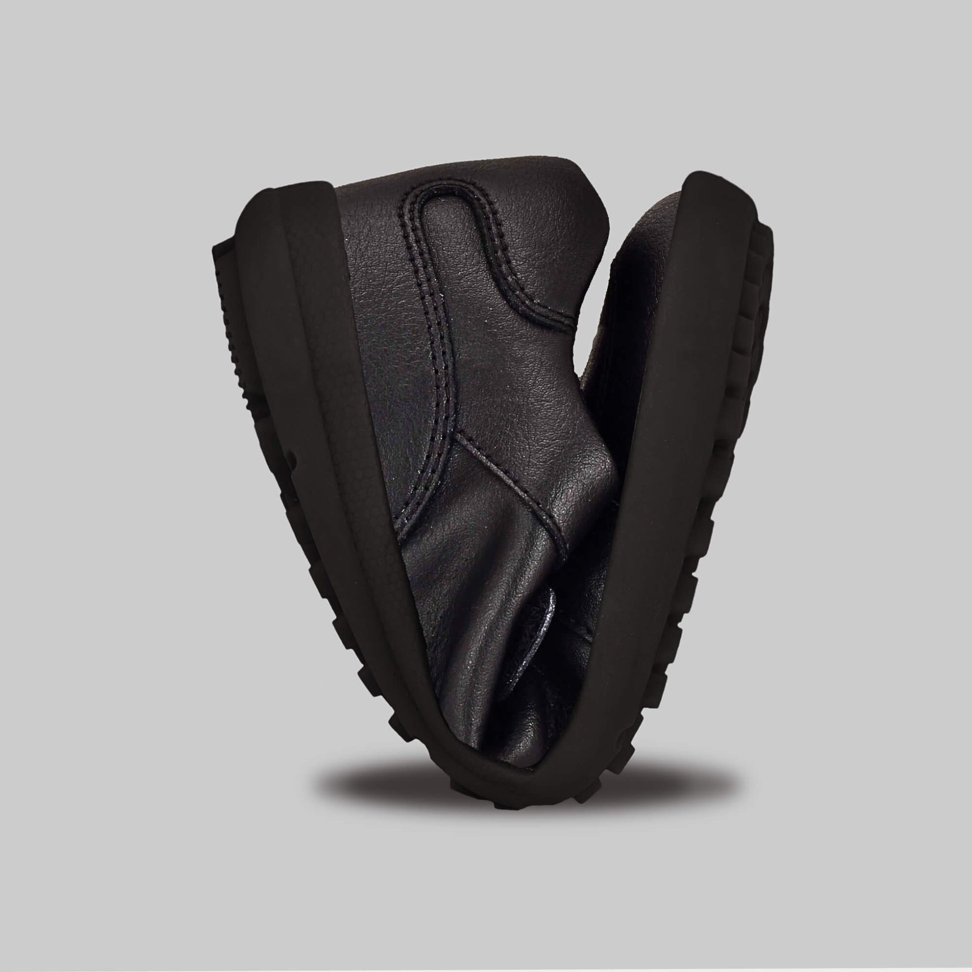 Black Barefoot School Shoe - flexed