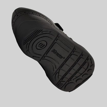 Matte black barefoot girls school shoe - floating
