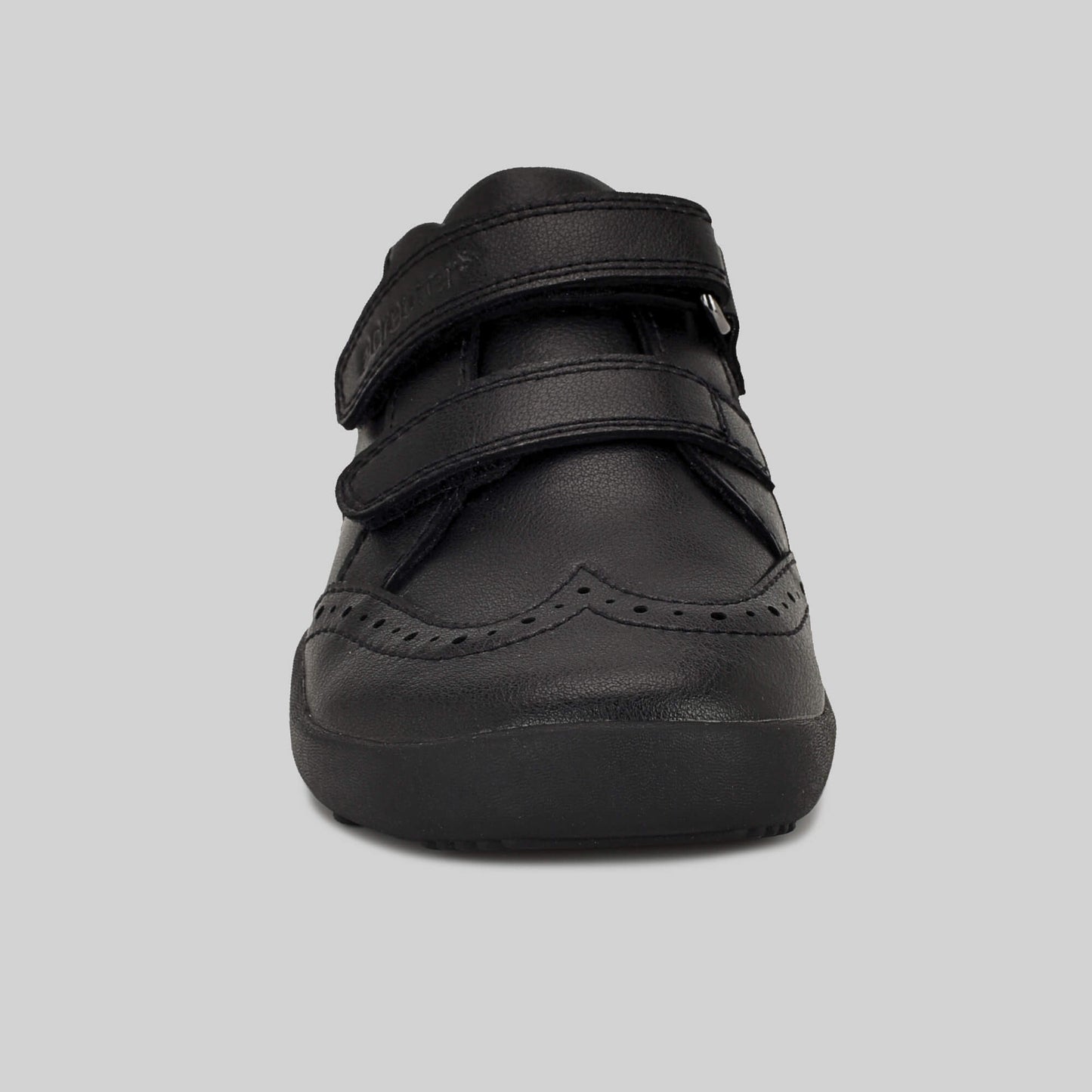 Matte black barefoot girls school shoe - front