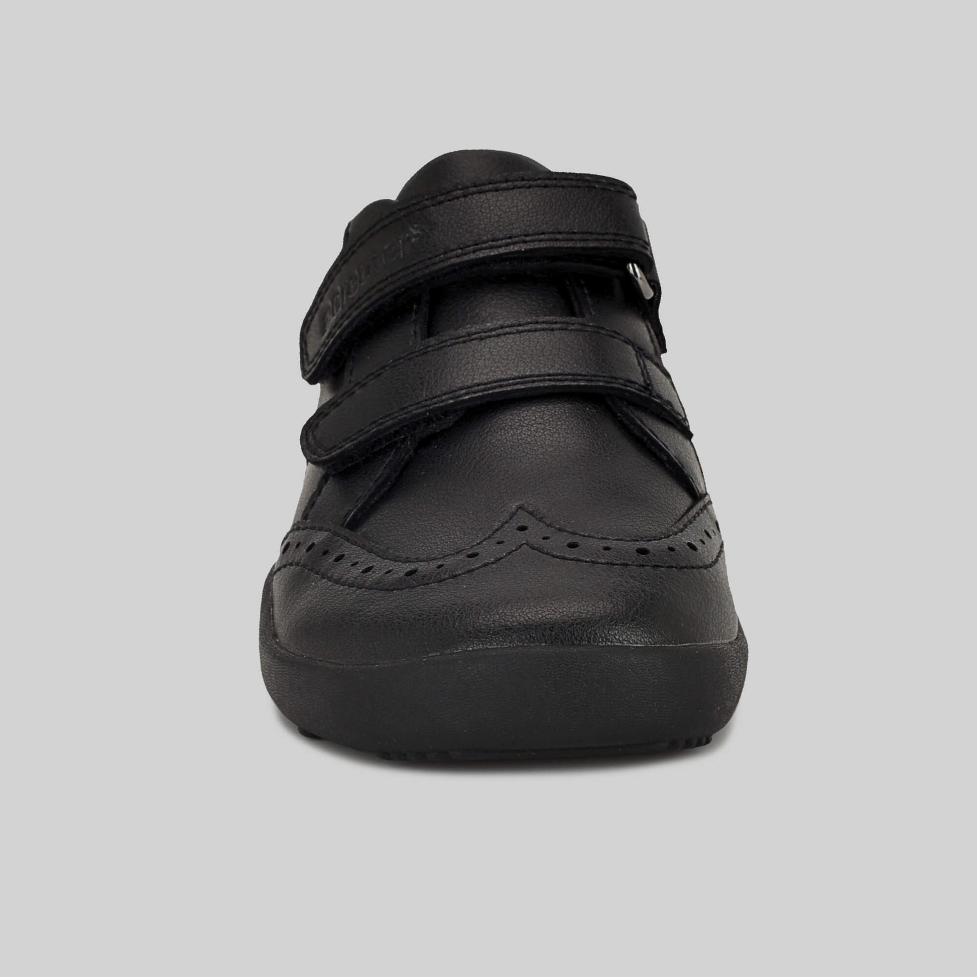 Matte black barefoot girls school shoe - front