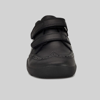 Matte black barefoot girls school shoe - front