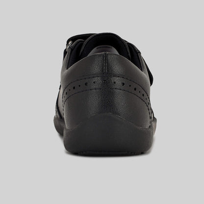 Matte black barefoot girls school shoe - inside facing away
