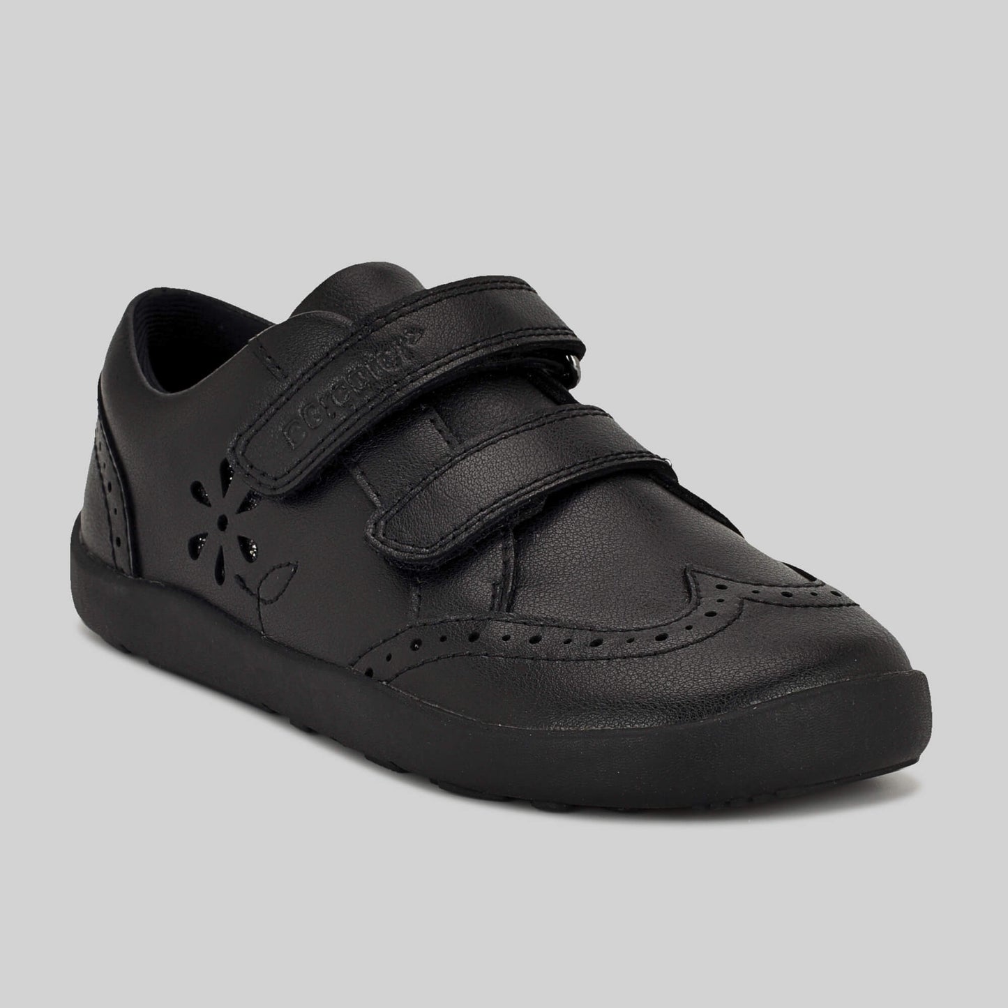 Matte black barefoot girls school shoe - main feature photo