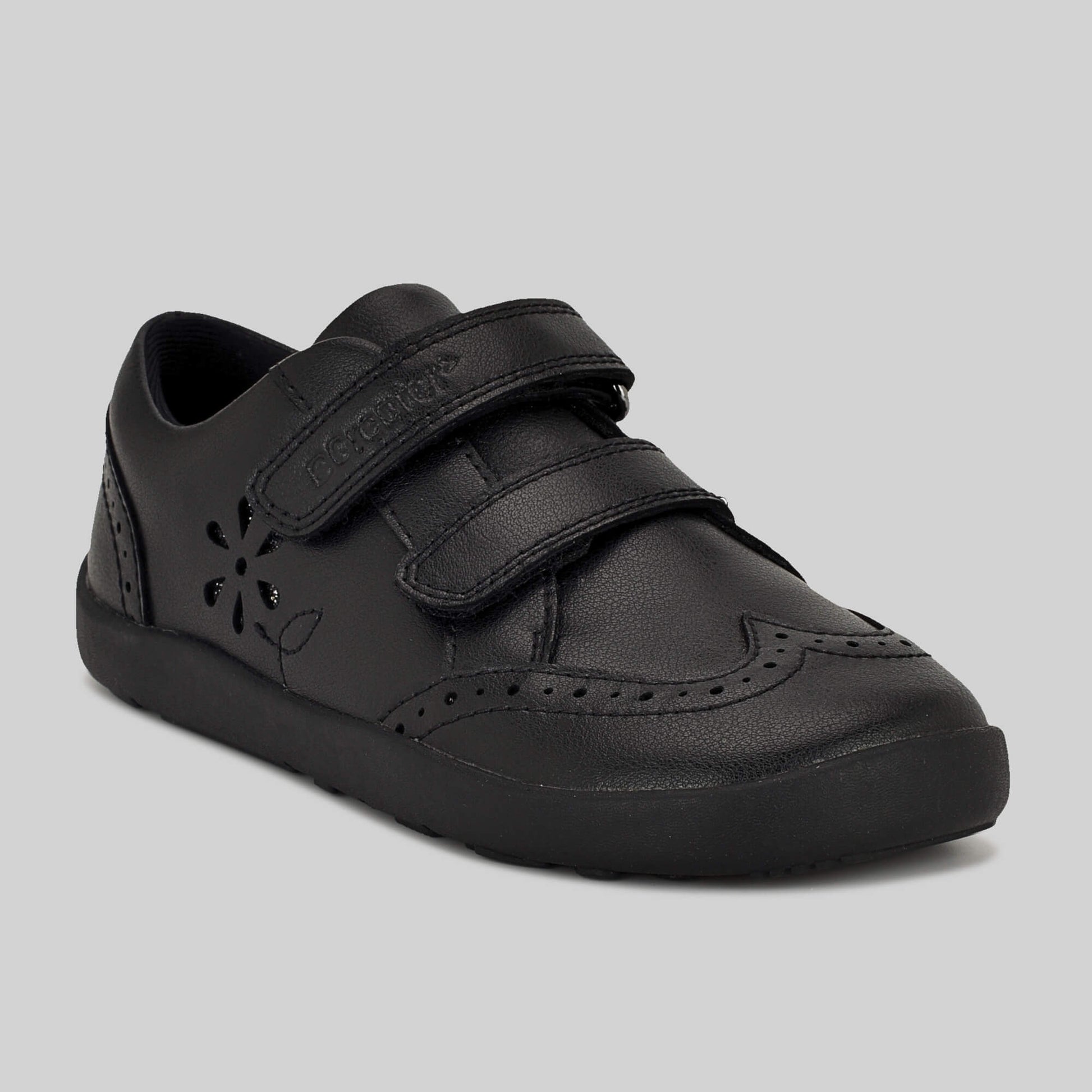 Matte black barefoot girls school shoe - main feature photo