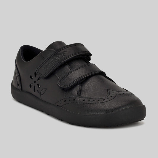 Matte black barefoot girls school shoe - main feature photo