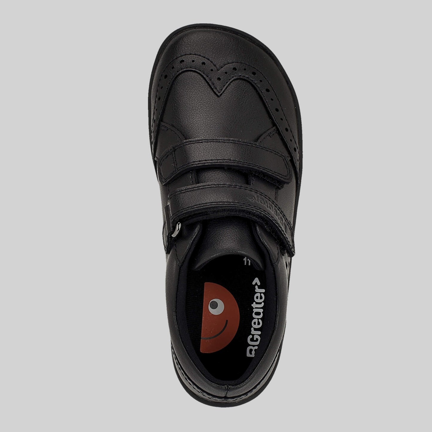 Matte black barefoot girls school shoe - top