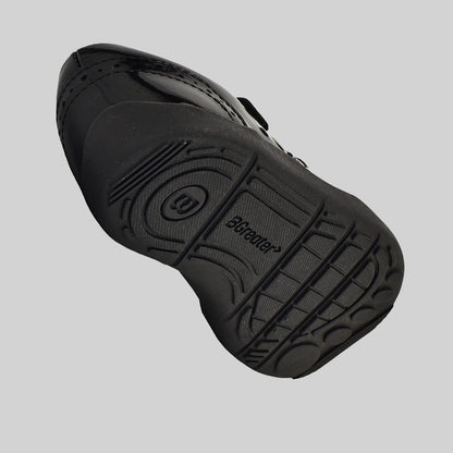 Patent black barefoot girls school shoe - floating