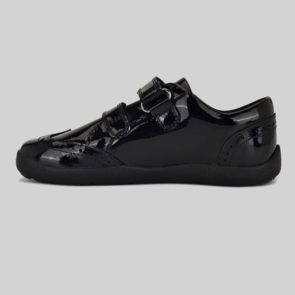 Patent black barefoot girls school shoe - inside