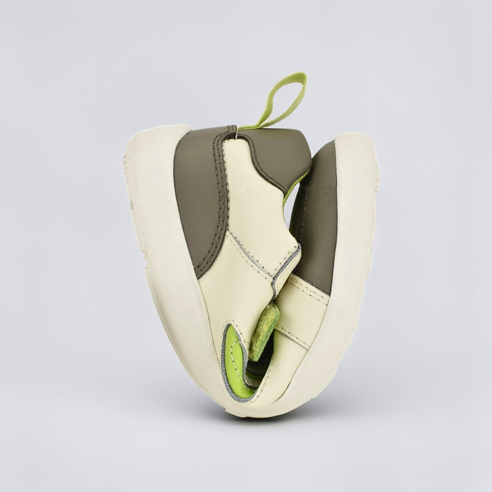 Kids Grey Lime Barefoot Trainer - flexed