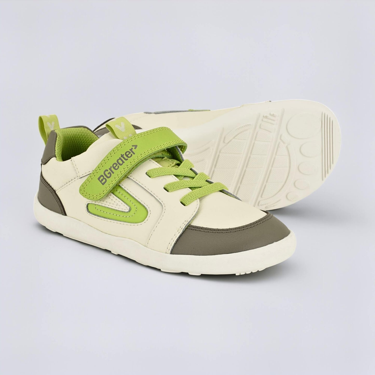Kids Grey Lime Barefoot Trainer - pair with sole