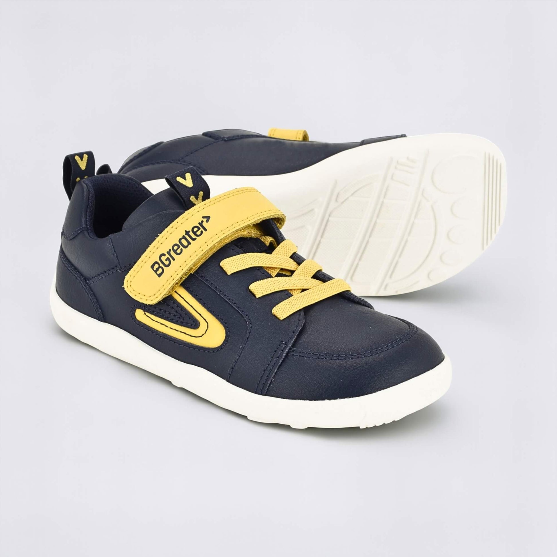 Kids Navy Yellow Barefoot Trainer - pair with sole