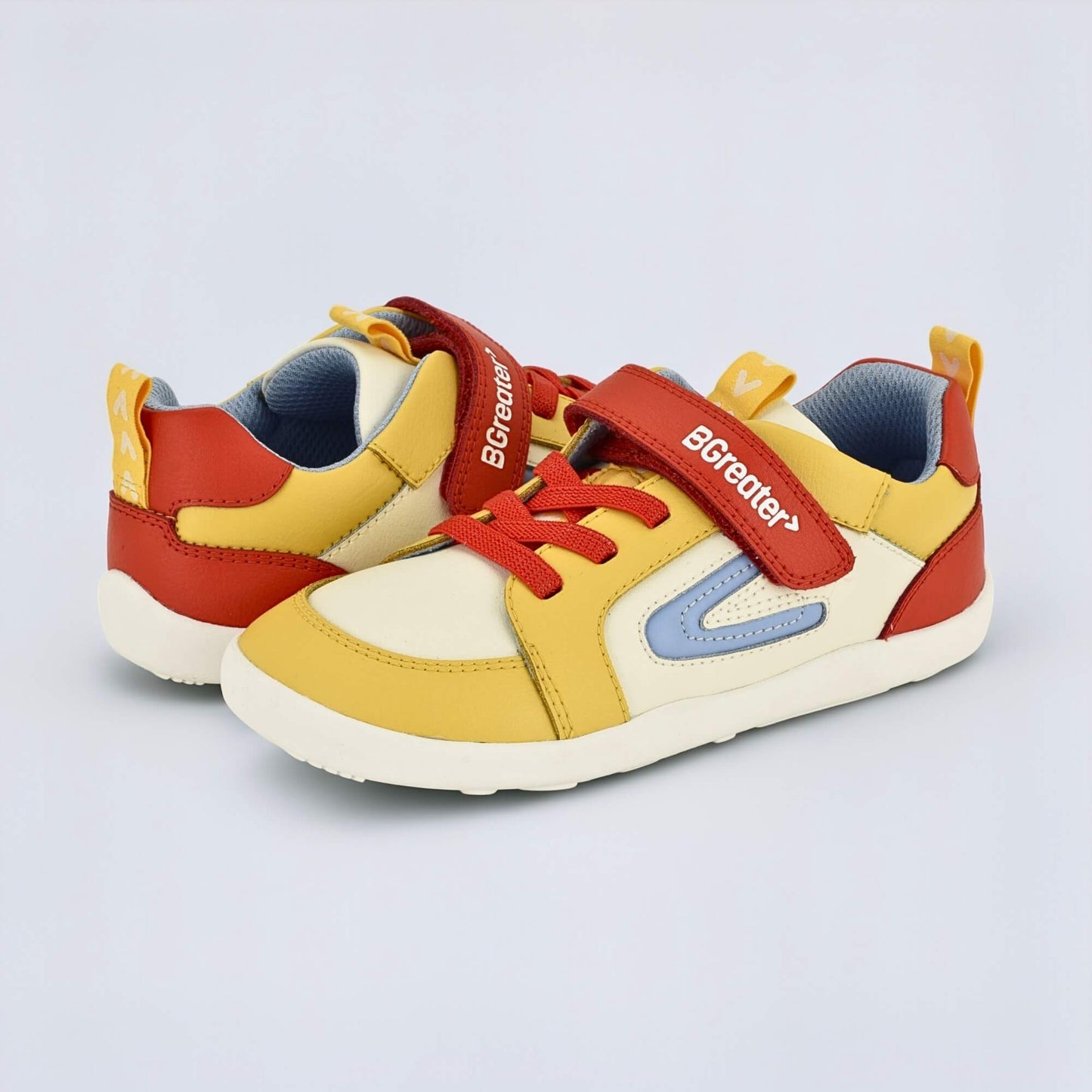 Kids Yellow Red Barefoot Trainer - pair facing