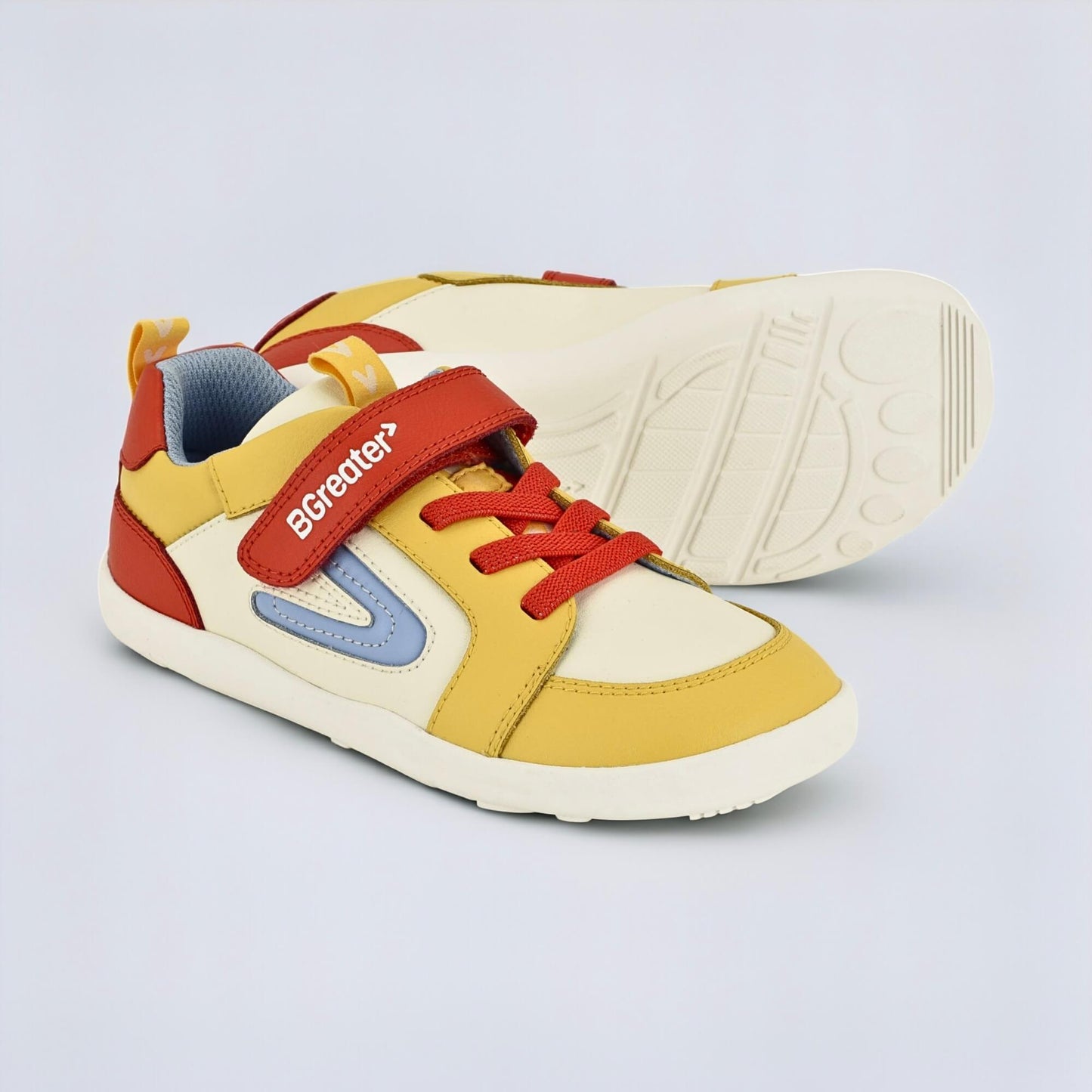 Kids Yellow Red Barefoot Trainer - pair with sole