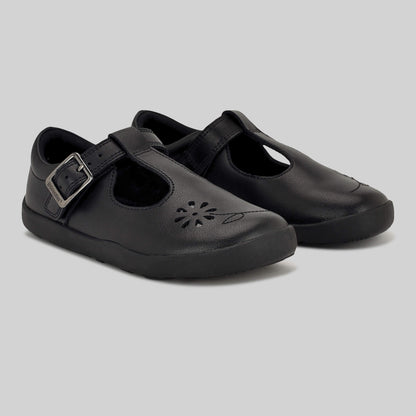 Matte black barefoot girls school shoe - left and right - main feature photo