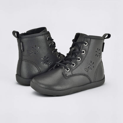 Girls Black Laced Boot - pair facing