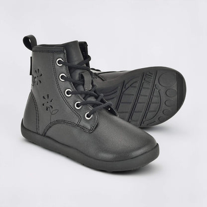 Girls Black Laced Boot - pair with sole