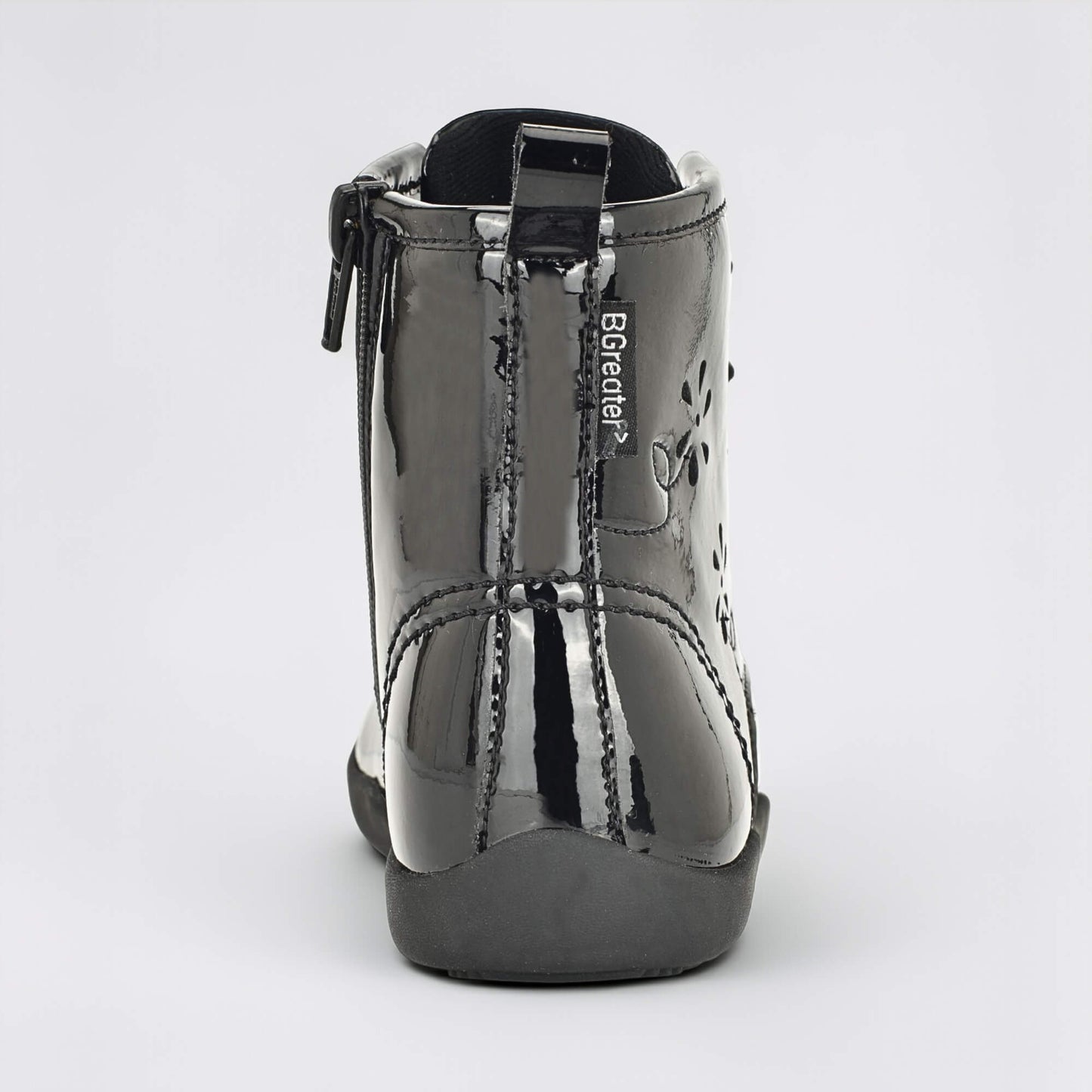 Girls Patent Black Laced Boot - back