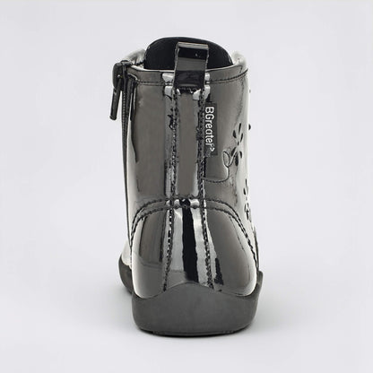 Girls Patent Black Laced Boot - back