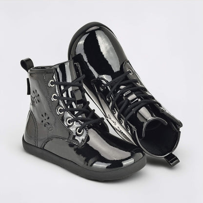 Girls Patent Black Laced Boot - benefits