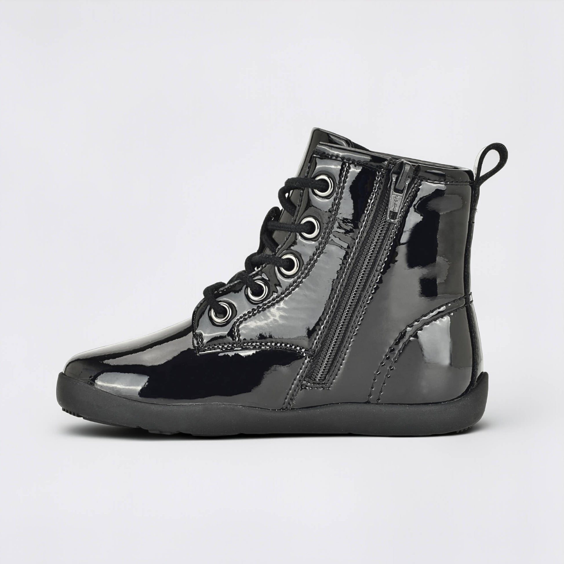 Girls Patent Black Laced Boot - inside