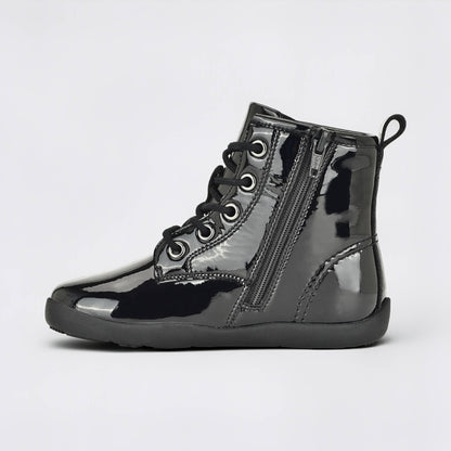 Girls Patent Black Laced Boot - inside