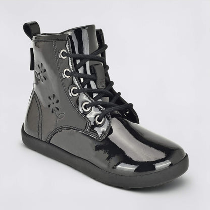 Girls Patent Black Laced Boot - main feature photo