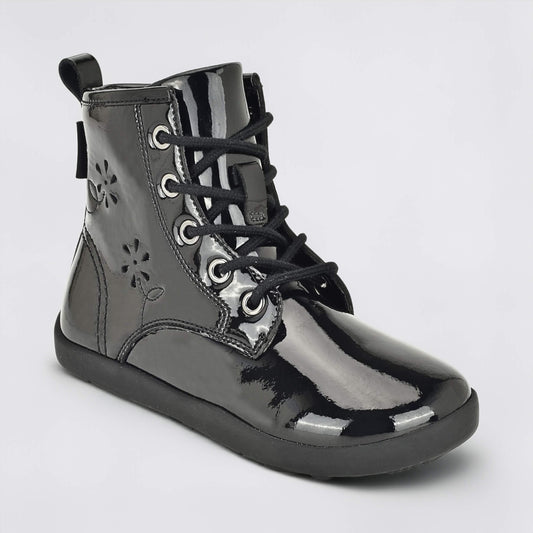 Girls Patent Black Laced Boot - main feature photo