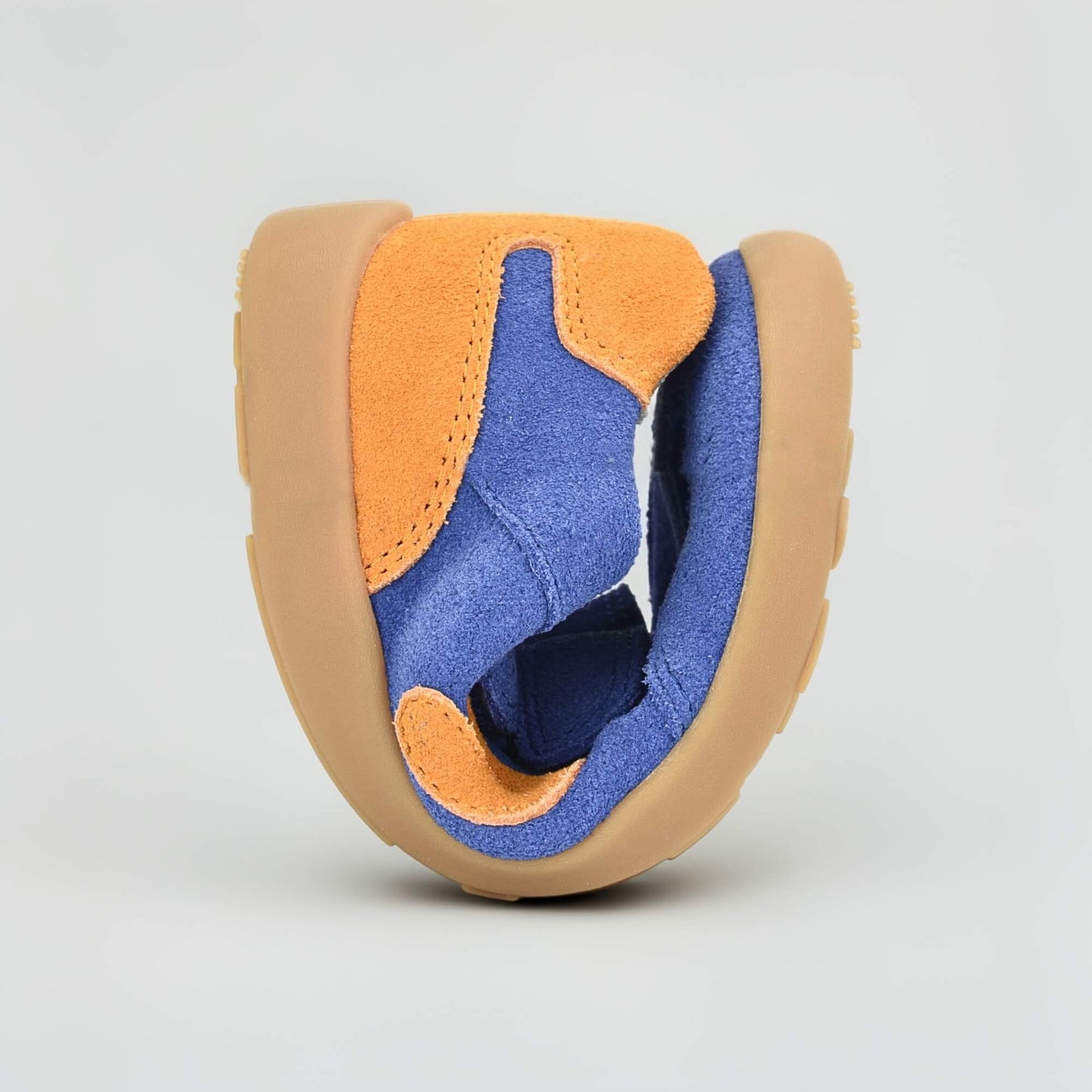 Kids Suede Velcro Trainer Blue - flexed