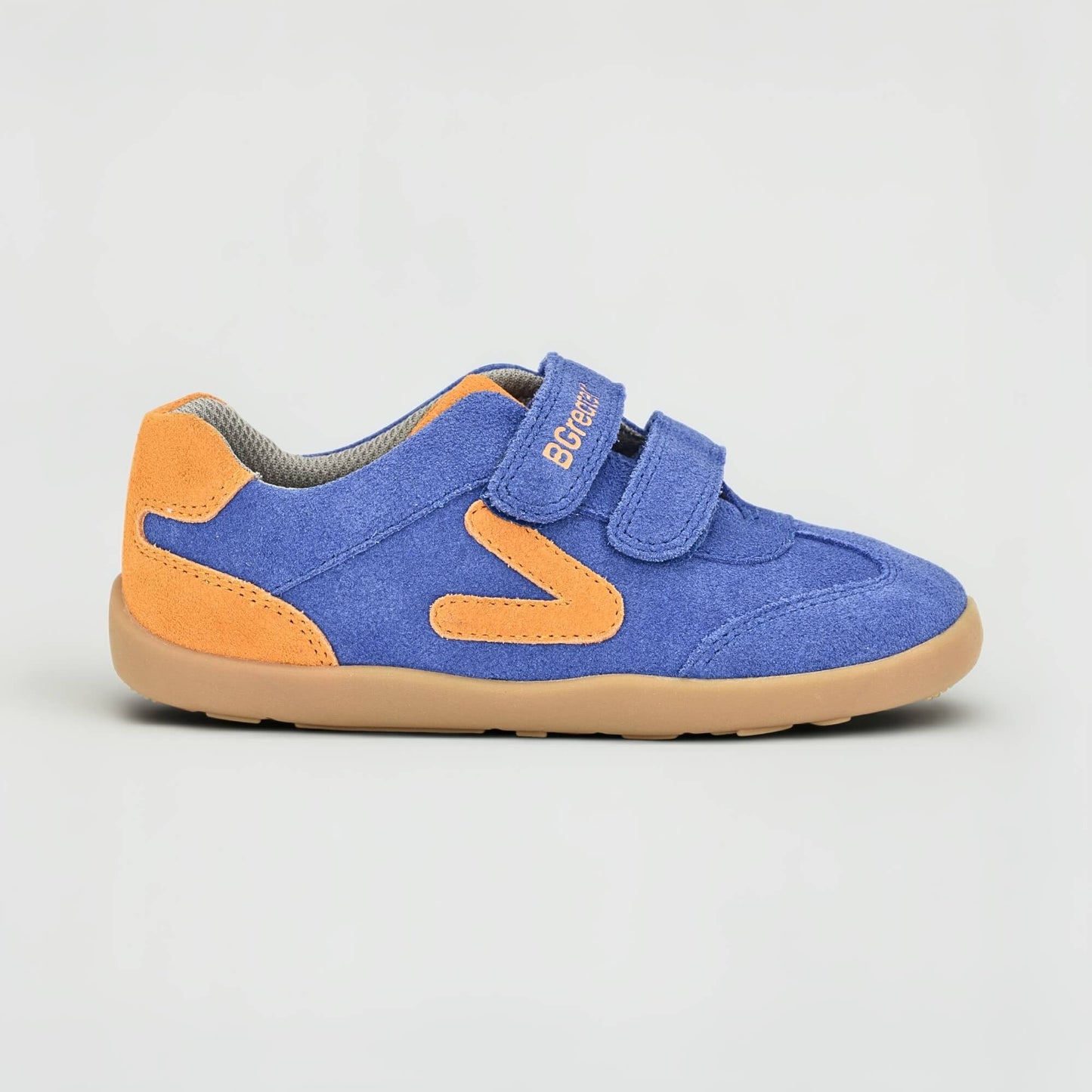 Kids Suede Velcro Trainer Blue - outside
