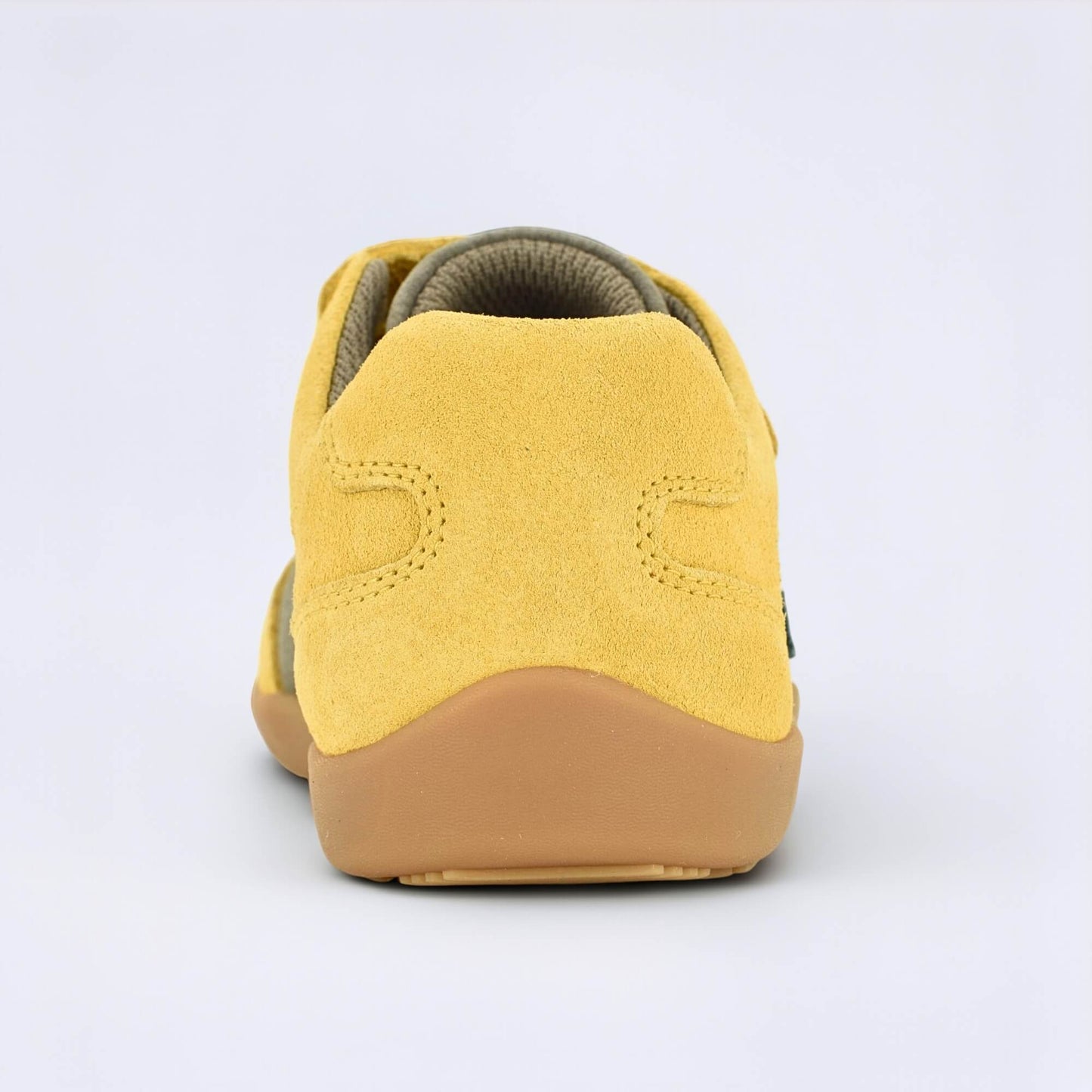 Kids Suede Velcro Trainer Brown Yellow - back