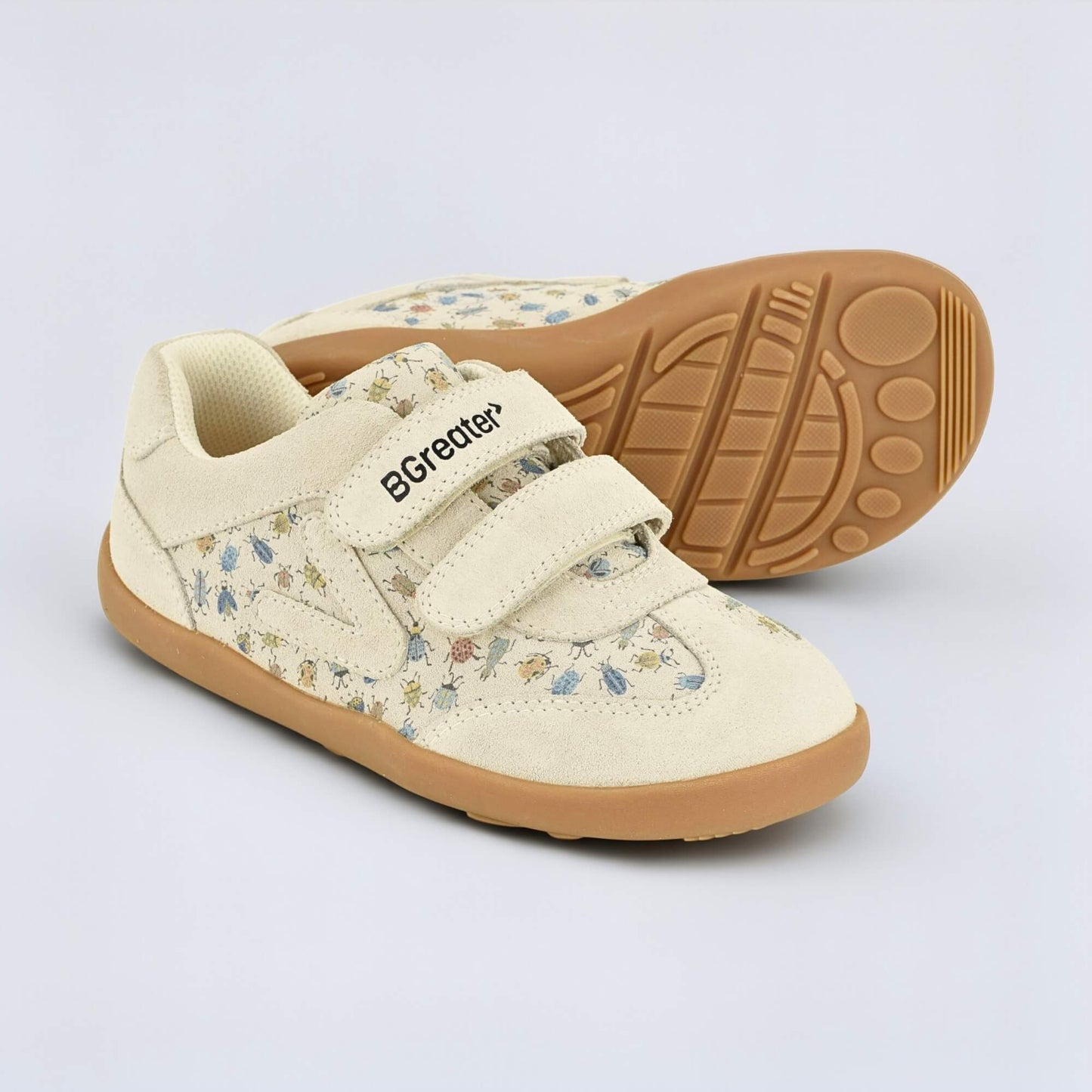 Kids Suede Velcro Trainer Bug - pair with sole