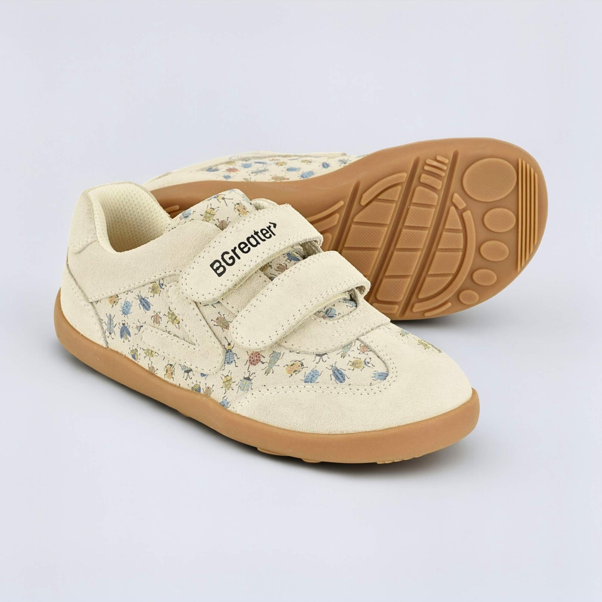 Kids Suede Velcro Trainer Bug - pair with sole