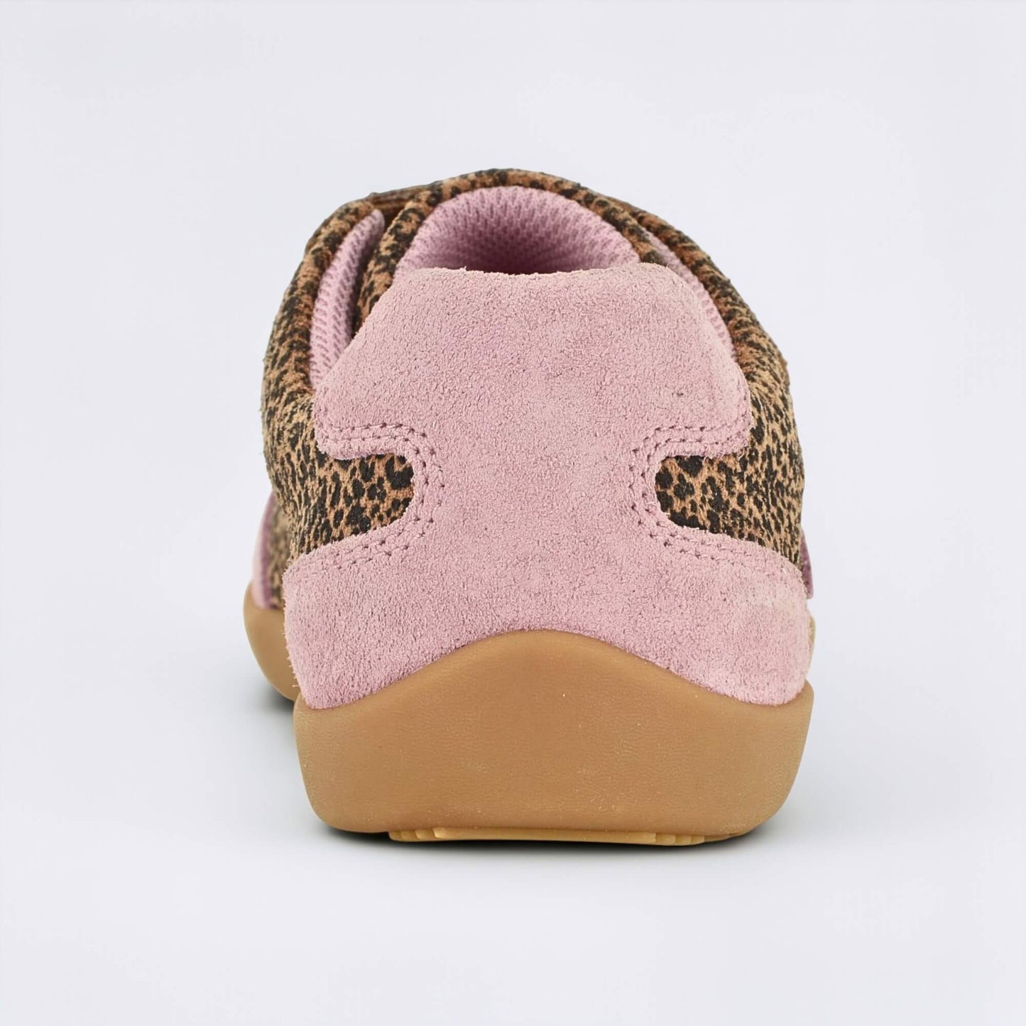 Kids Suede Velcro Trainer Pink Leopard - back