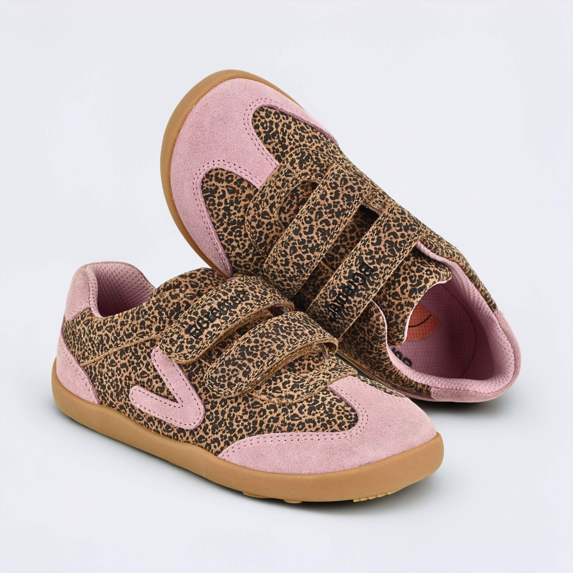 Kids Suede Velcro Trainer Pink Leopard - benefits