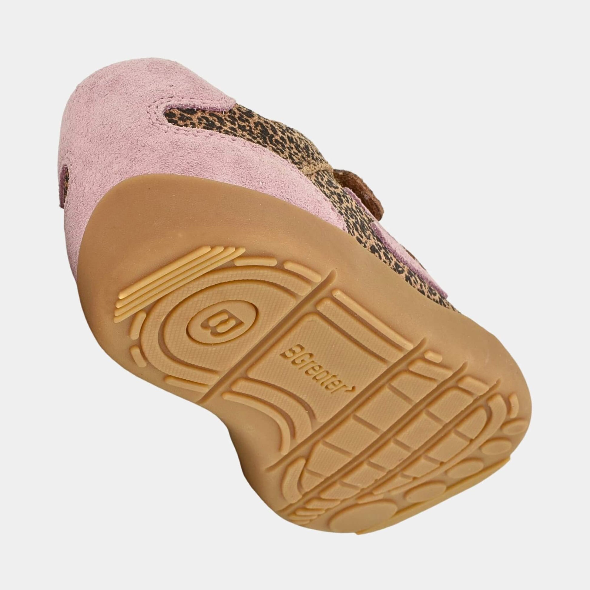 Kids Suede Velcro Trainer Pink Leopard - floating