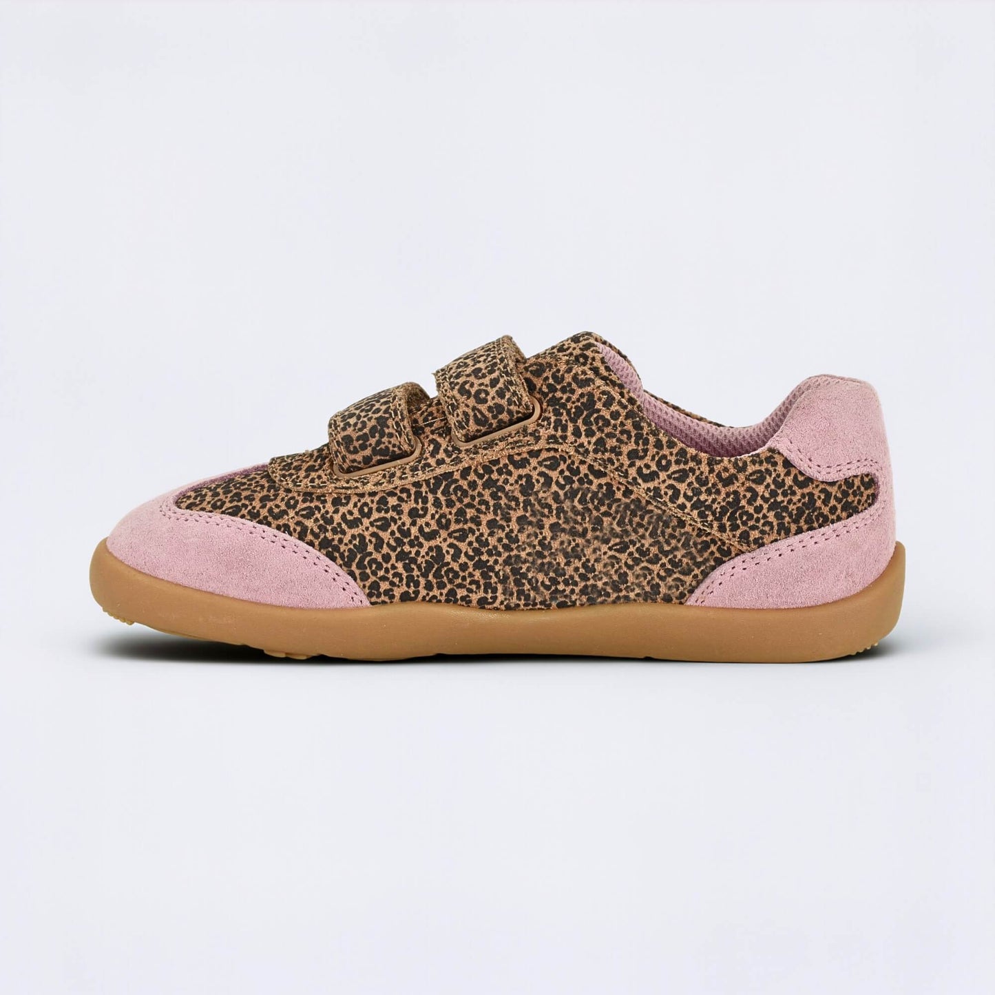 Kids Suede Velcro Trainer Pink Leopard - inside