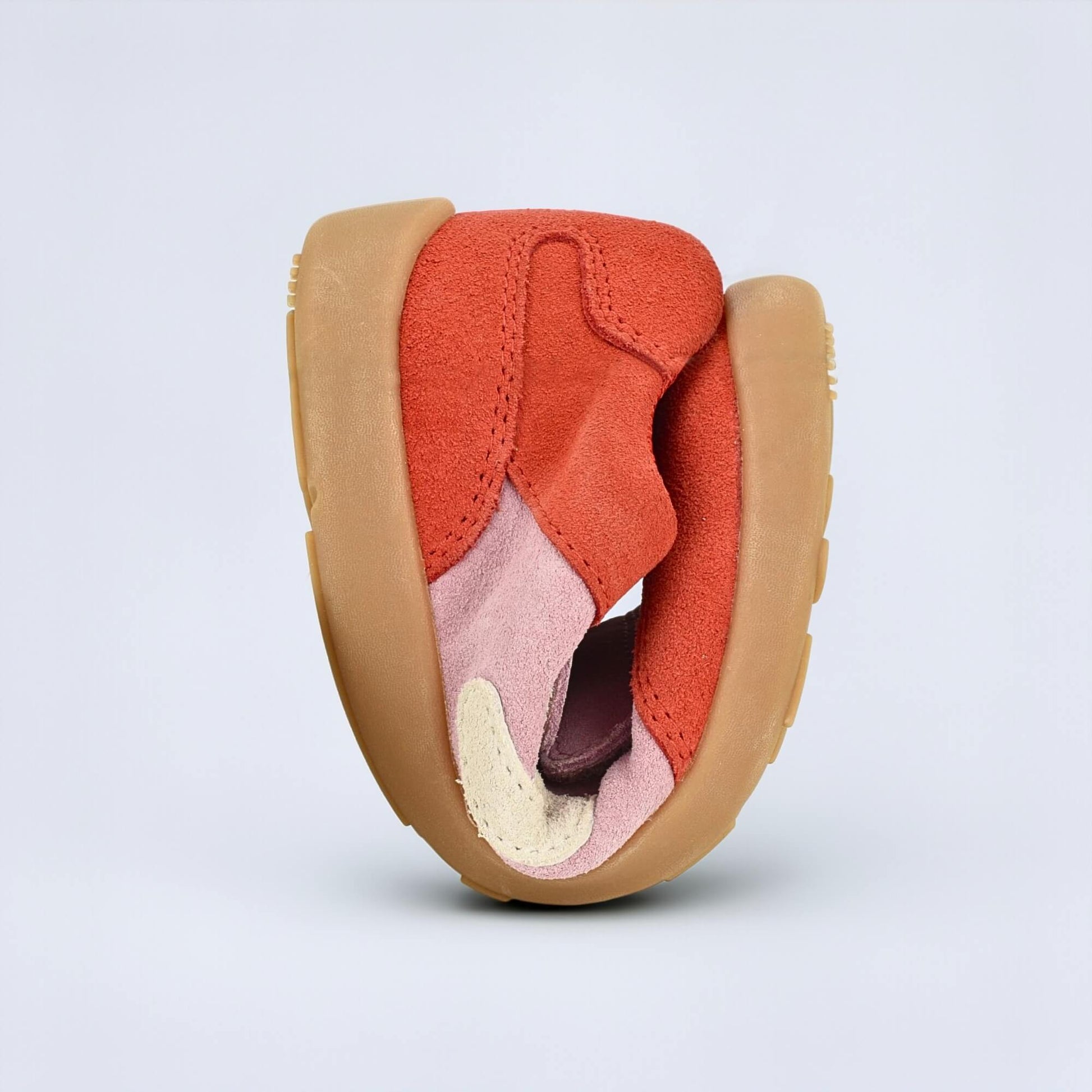 Kids Suede Velcro Trainer Pink - flexed