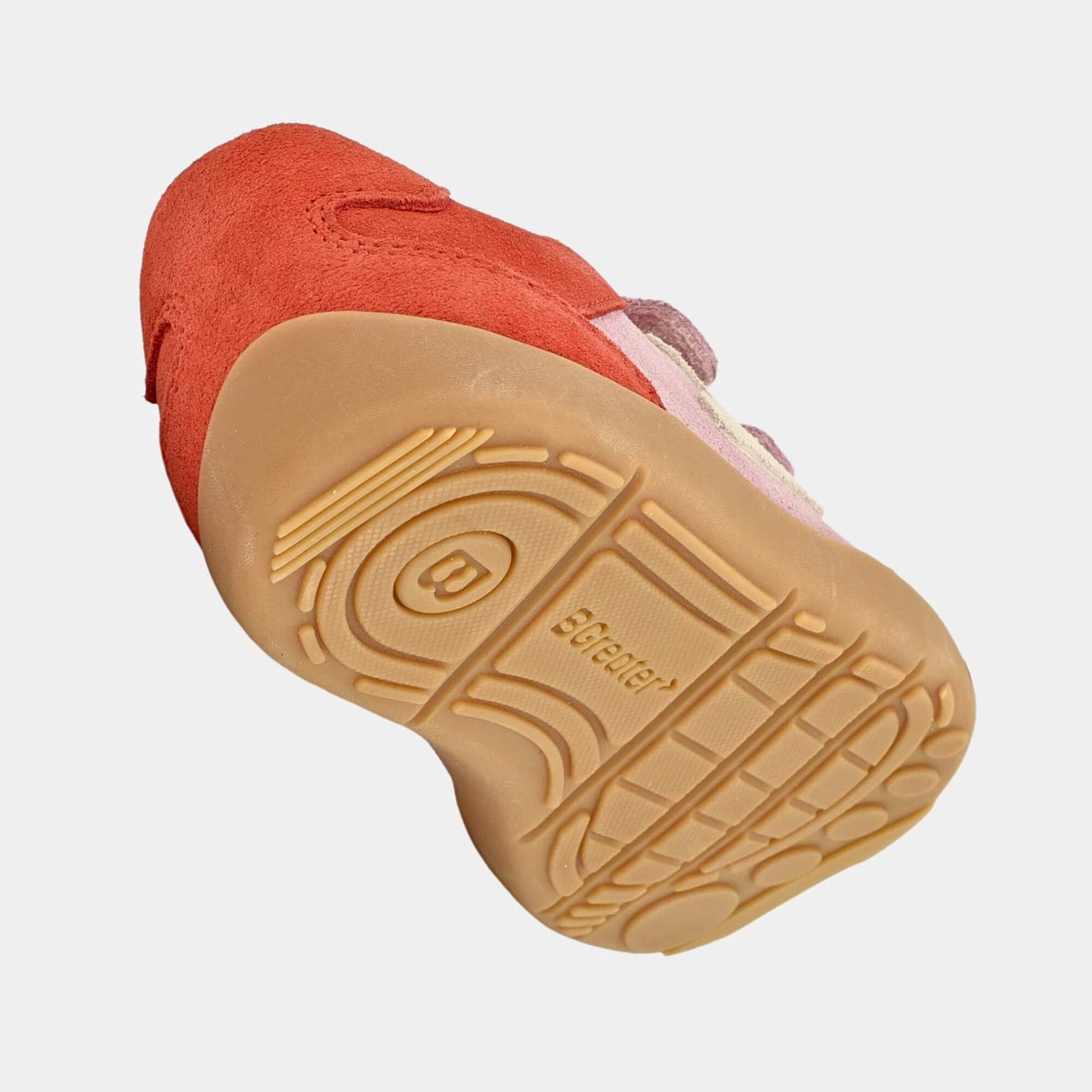 Kids Suede Velcro Trainer Pink - floating