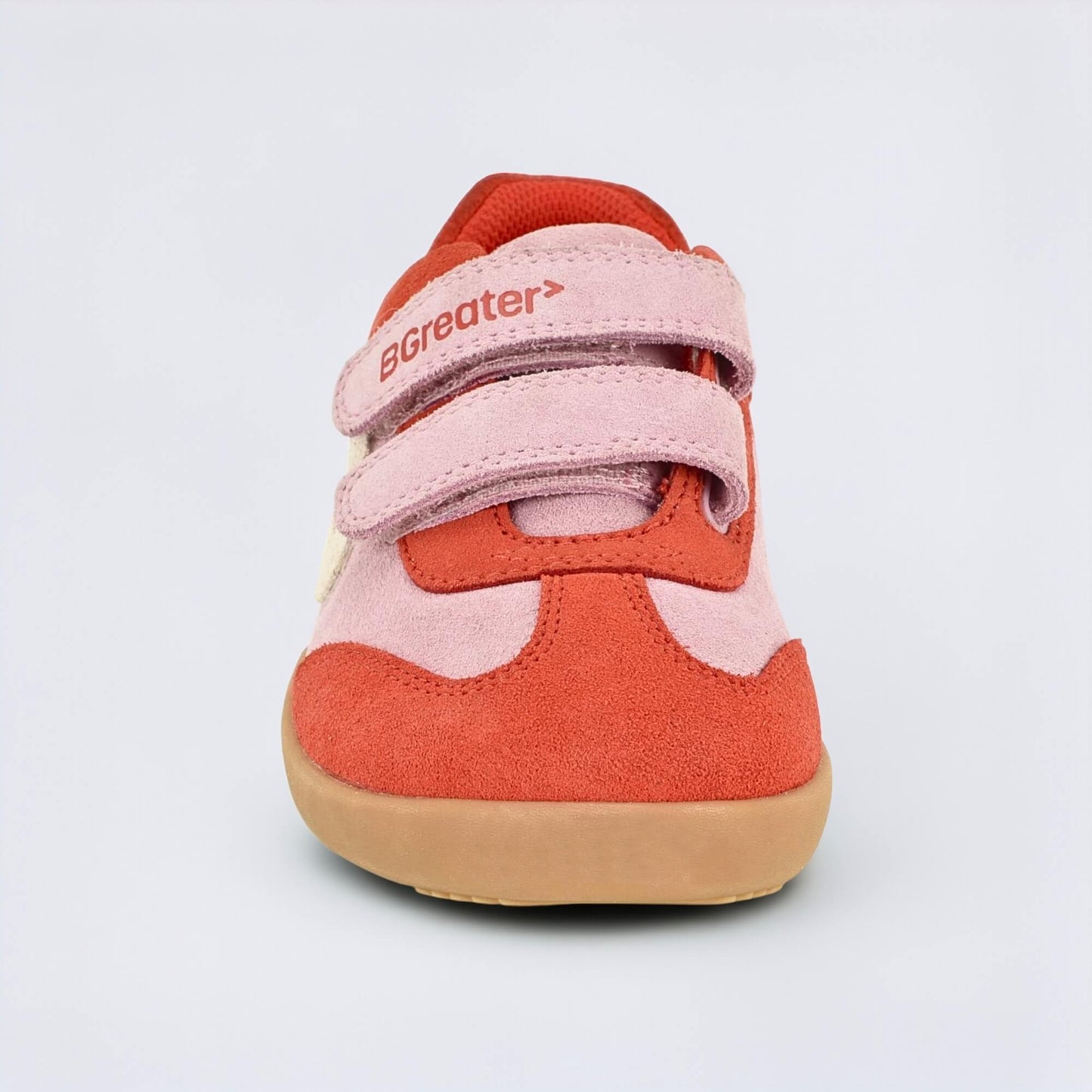 Kids Suede Velcro Trainer Pink - front