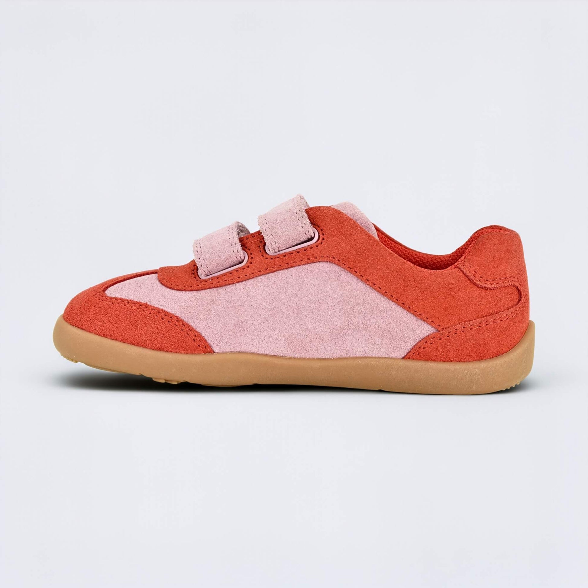 Kids Suede Velcro Trainer Pink - inside
