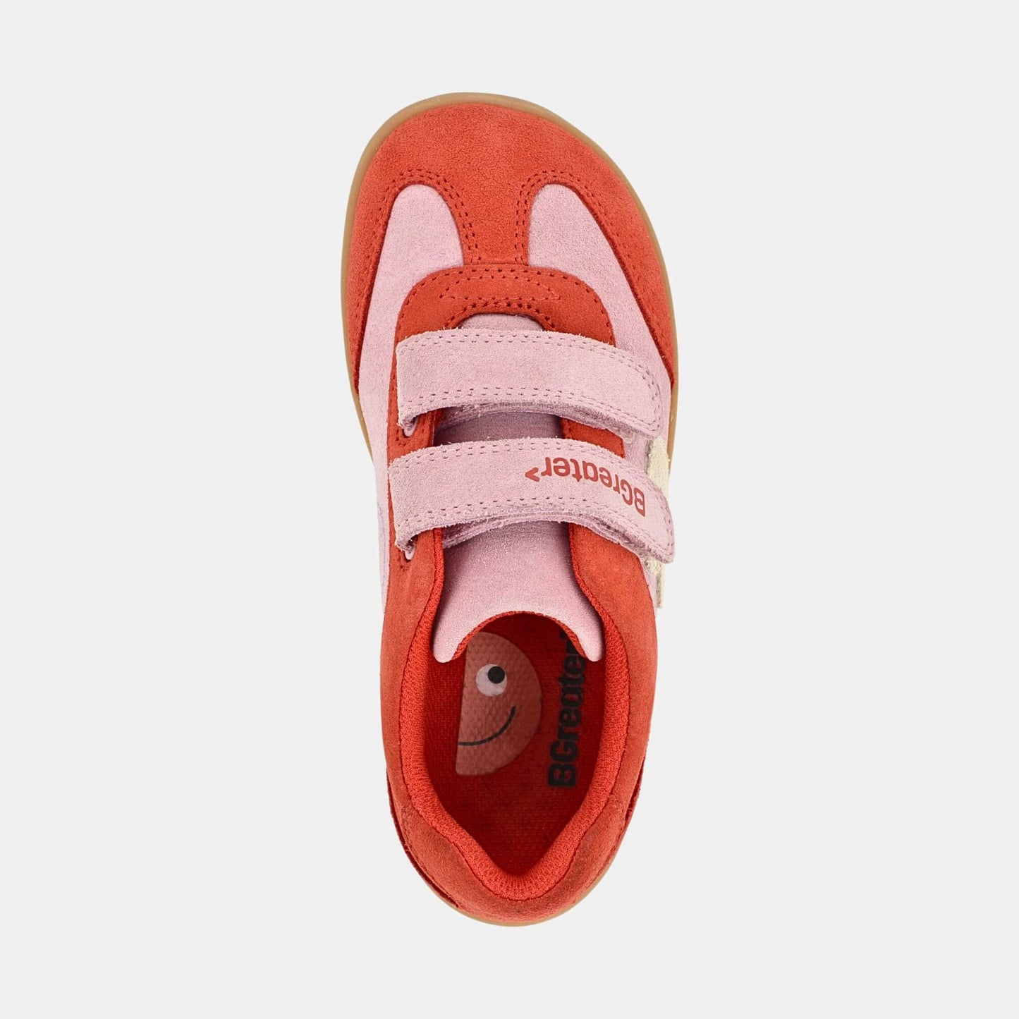 Kids Suede Velcro Trainer Pink - top