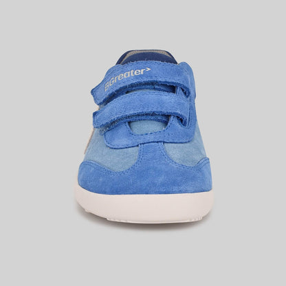 Kids Suede Velcro Trainer Blue - Front
