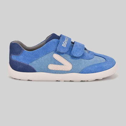 Kids Suede Velcro Trainer Blue - Outside