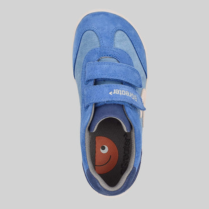 Kids Suede Velcro Trainer Blue - Top