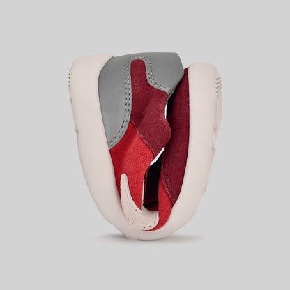 Kids Suede Velcro Trainer Red - Flexed