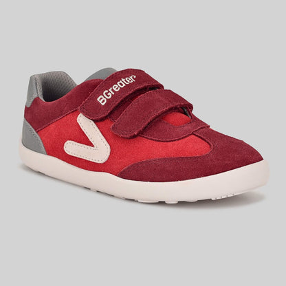 Kids Suede Velcro Trainer Red - Main