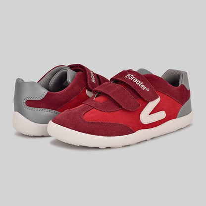 Kids Suede Velcro Trainer Red - Pair