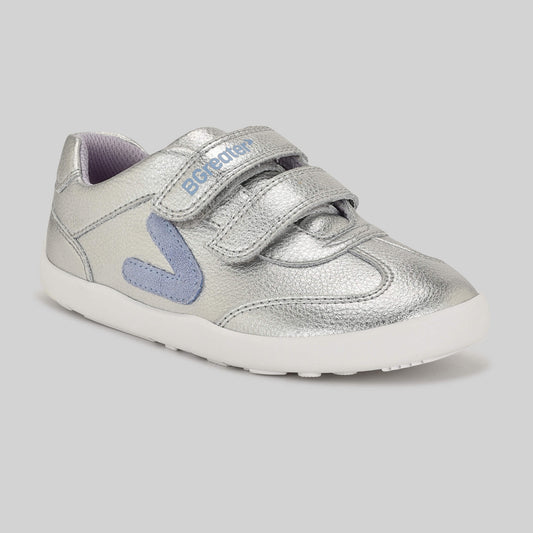 Kids Metallic Silver Velcro Trainer - Main