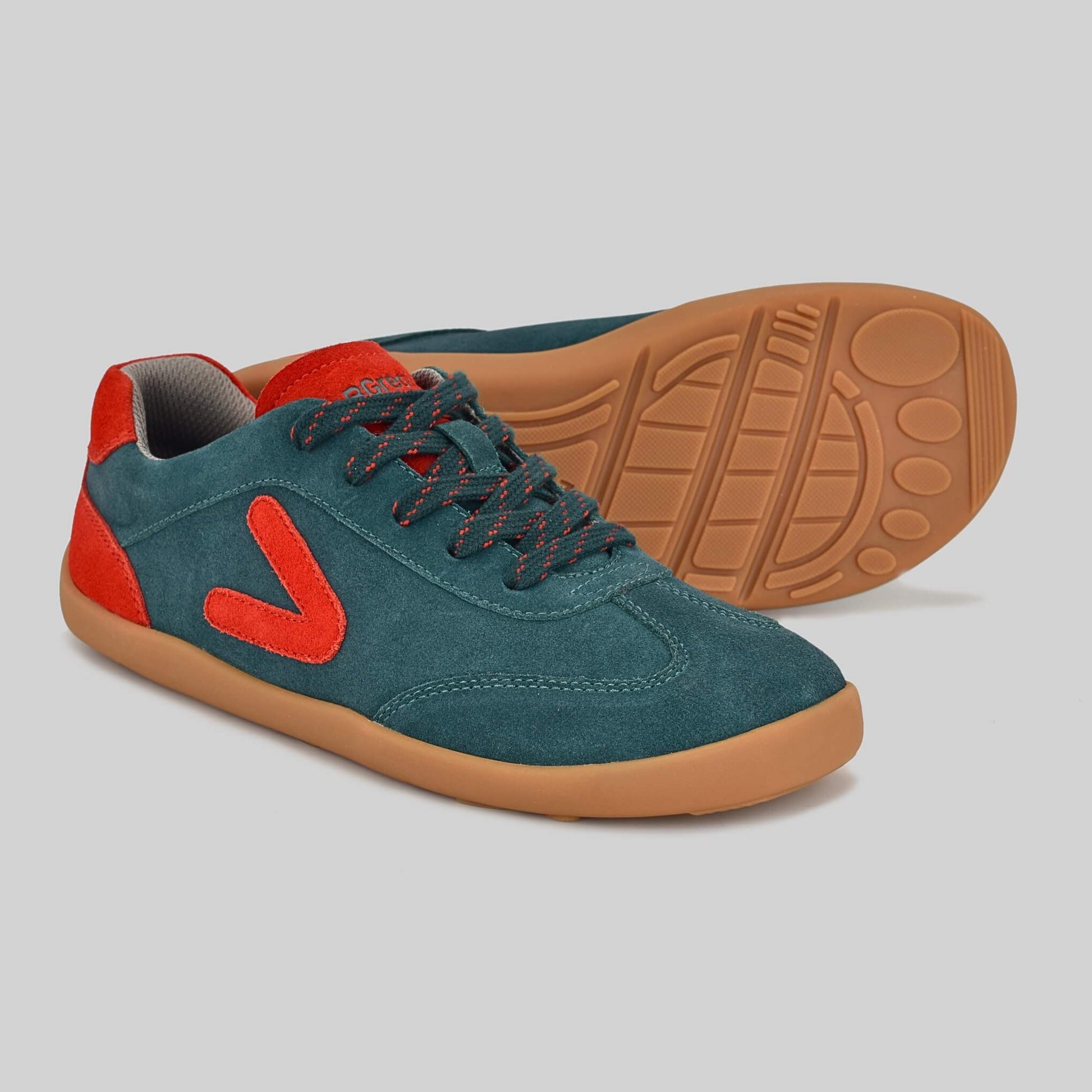 Kids Suede Trainer Green - Pair Sole Showing